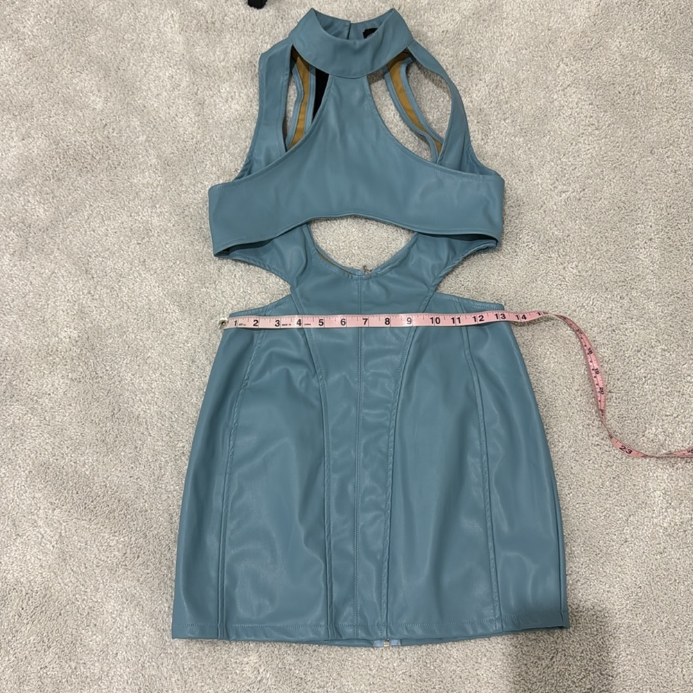 POWDER BLUE PU CUT OUT BODYCON - Picture 7 of 14